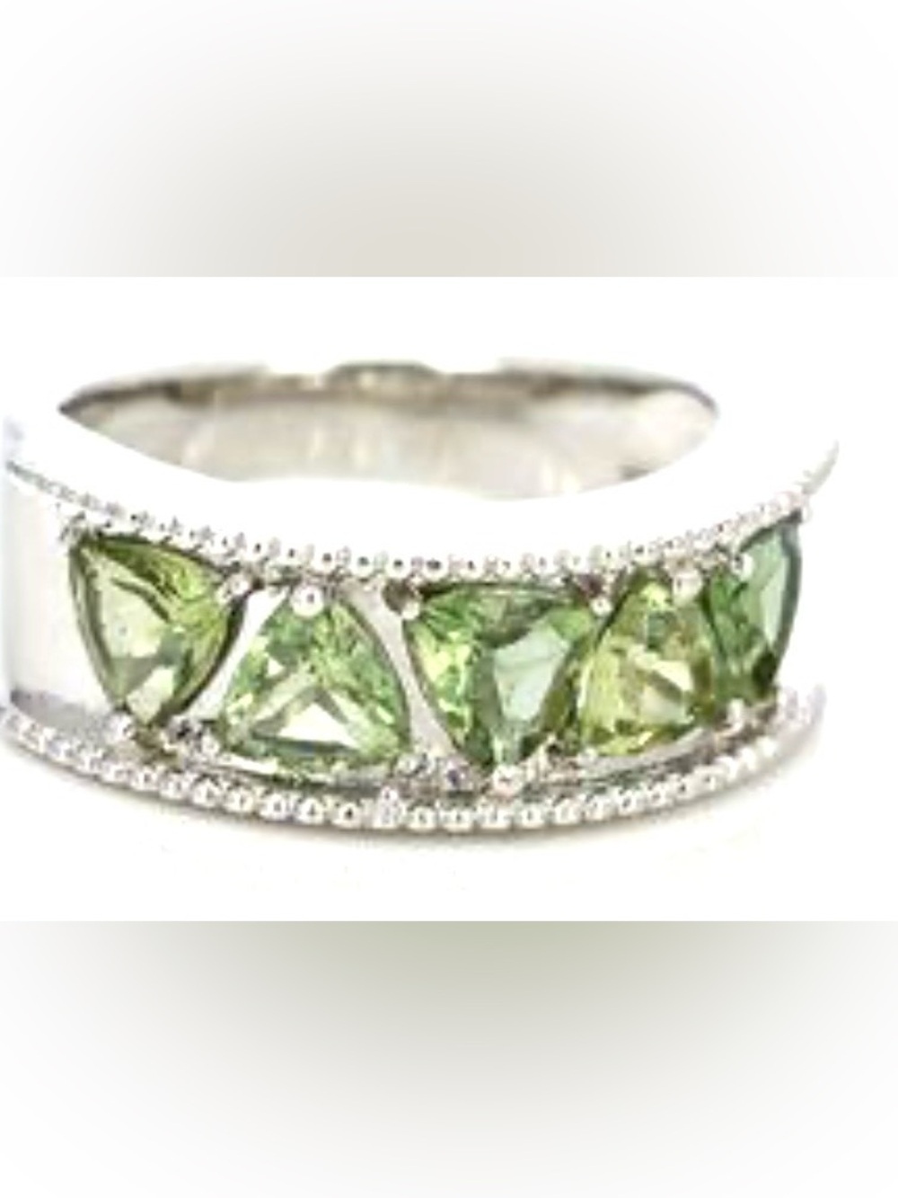 Green Apatite Sterling Silver Band Ring